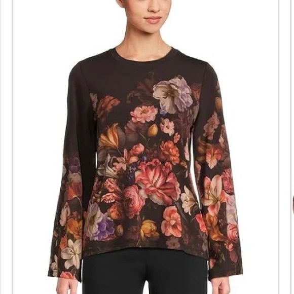 Johnny Was Multicolor Floral Long Sleeve Top